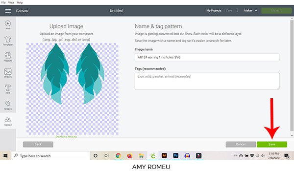 cricut design space screenshot showing upload preview screen