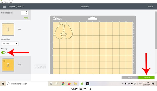 cricut design space screenshot first mat preview