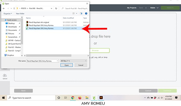 uploading file to Cricut Design Space
