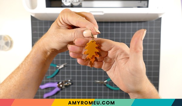 How to Make Faux Leather Fall Leaf Earrings - Amy Romeu