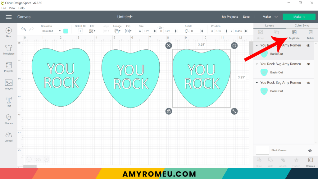 duplicating shapes in Cricut Design Space