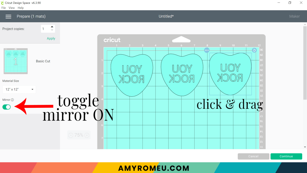 mat preview screen in Cricut Design Space