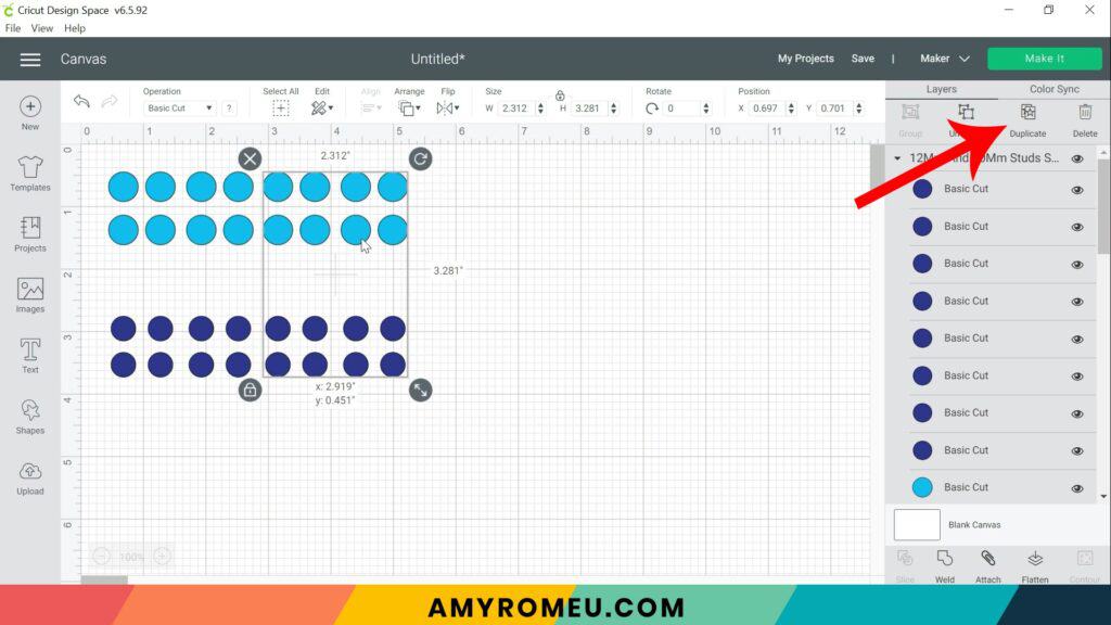 duplicating circles for stud earrings