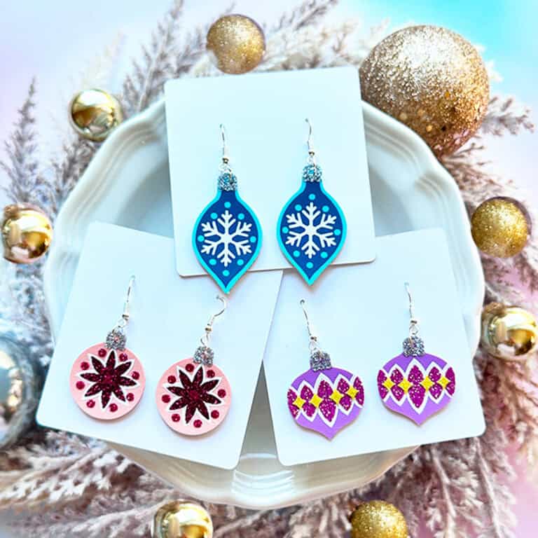 DIY Cricut Faux Leather Ornament Earrings