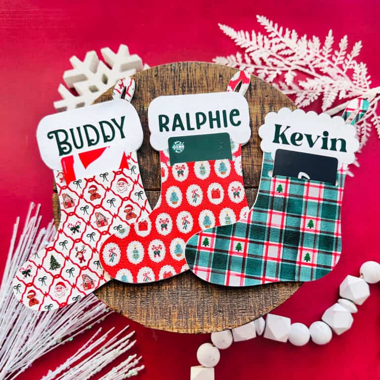 How to Make Faux Leather Stocking Gift Card Holders with a Cricut