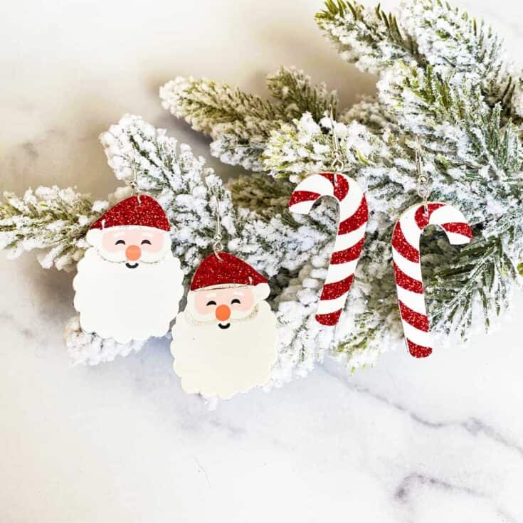 Cricut Santa and Candy Cane Earrings DIY