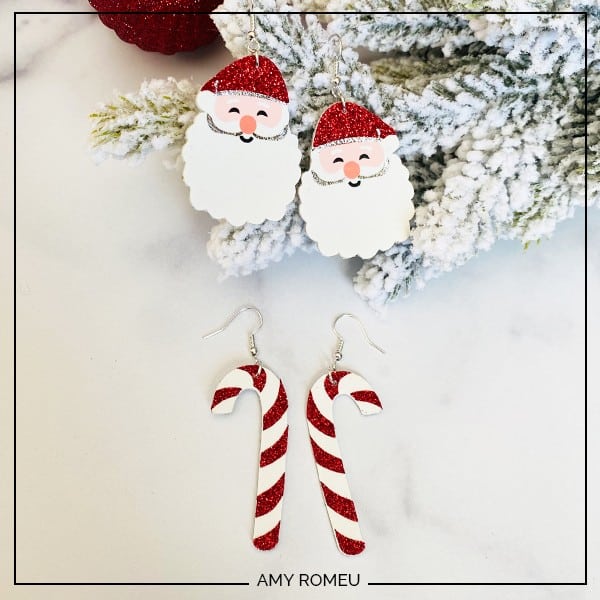 Santa and Candy Cane earrings