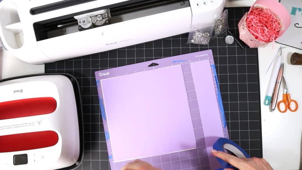 Tutorial photo of making a Faux Leather Spring Mini Basket with a Cricut
