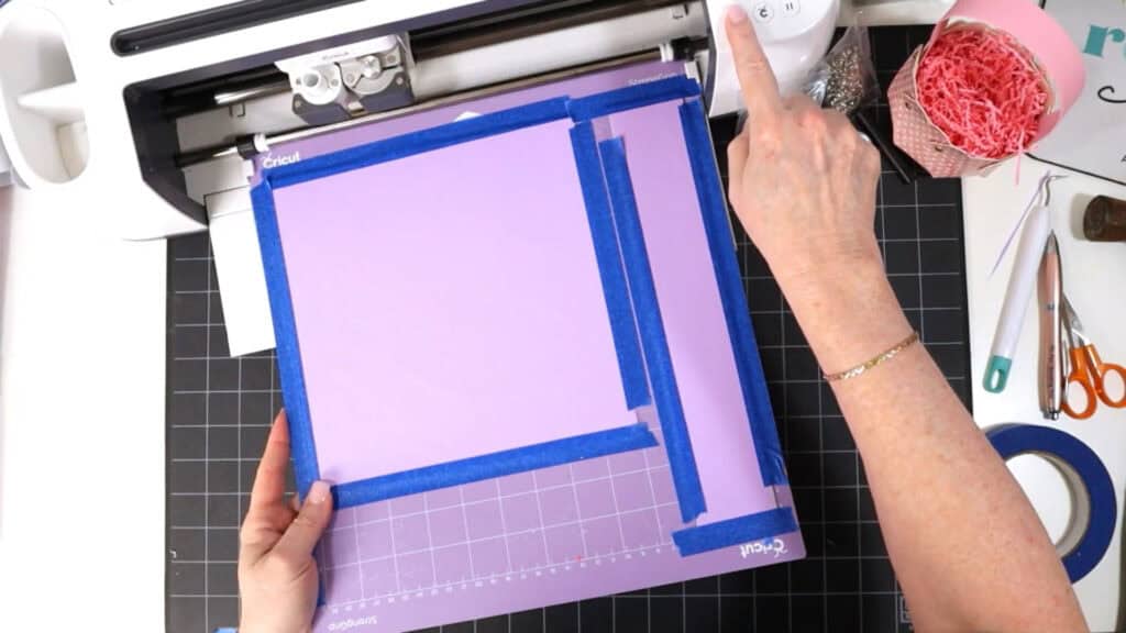 Tutorial photo of making a Faux Leather Spring Mini Basket with a Cricut