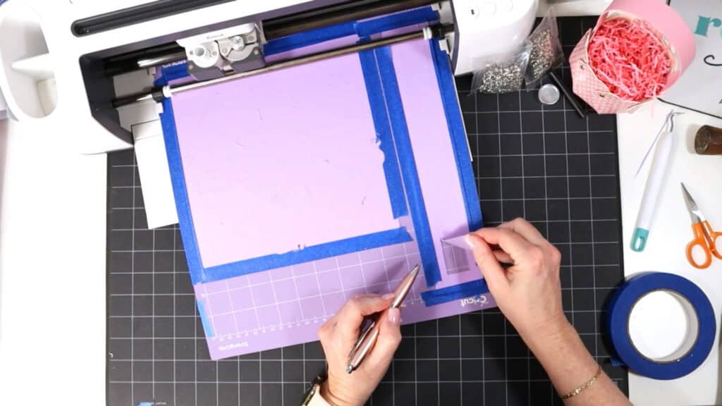 Tutorial photo of making a Faux Leather Spring Mini Basket with a Cricut
