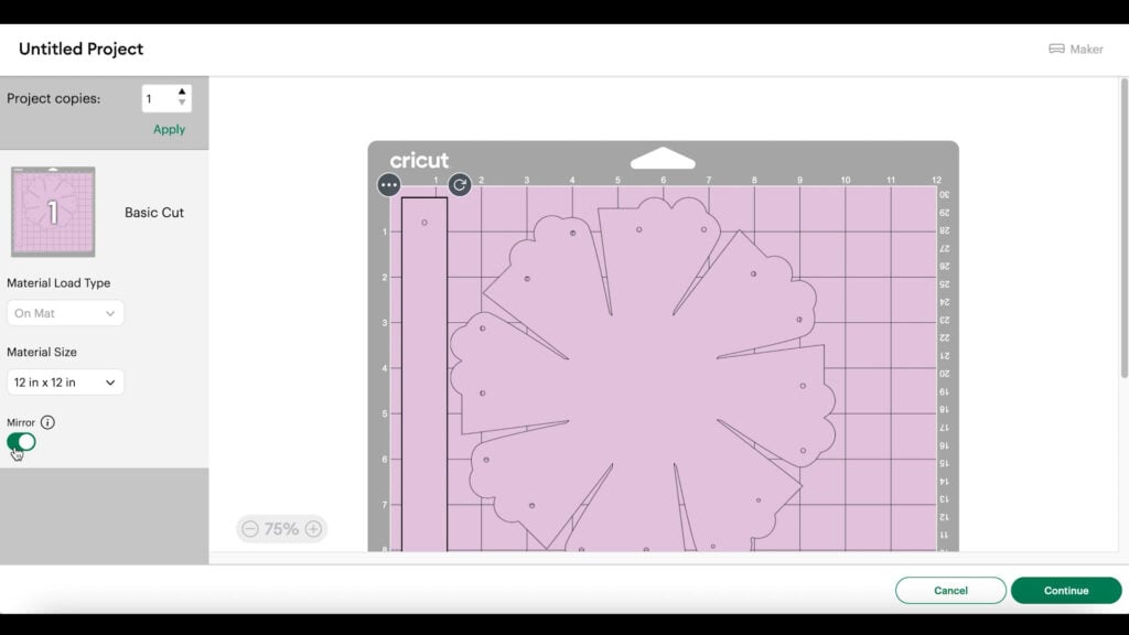 Cricut Design Space screenshot of Faux Leather Spring Mini Baskets made with a Cricut