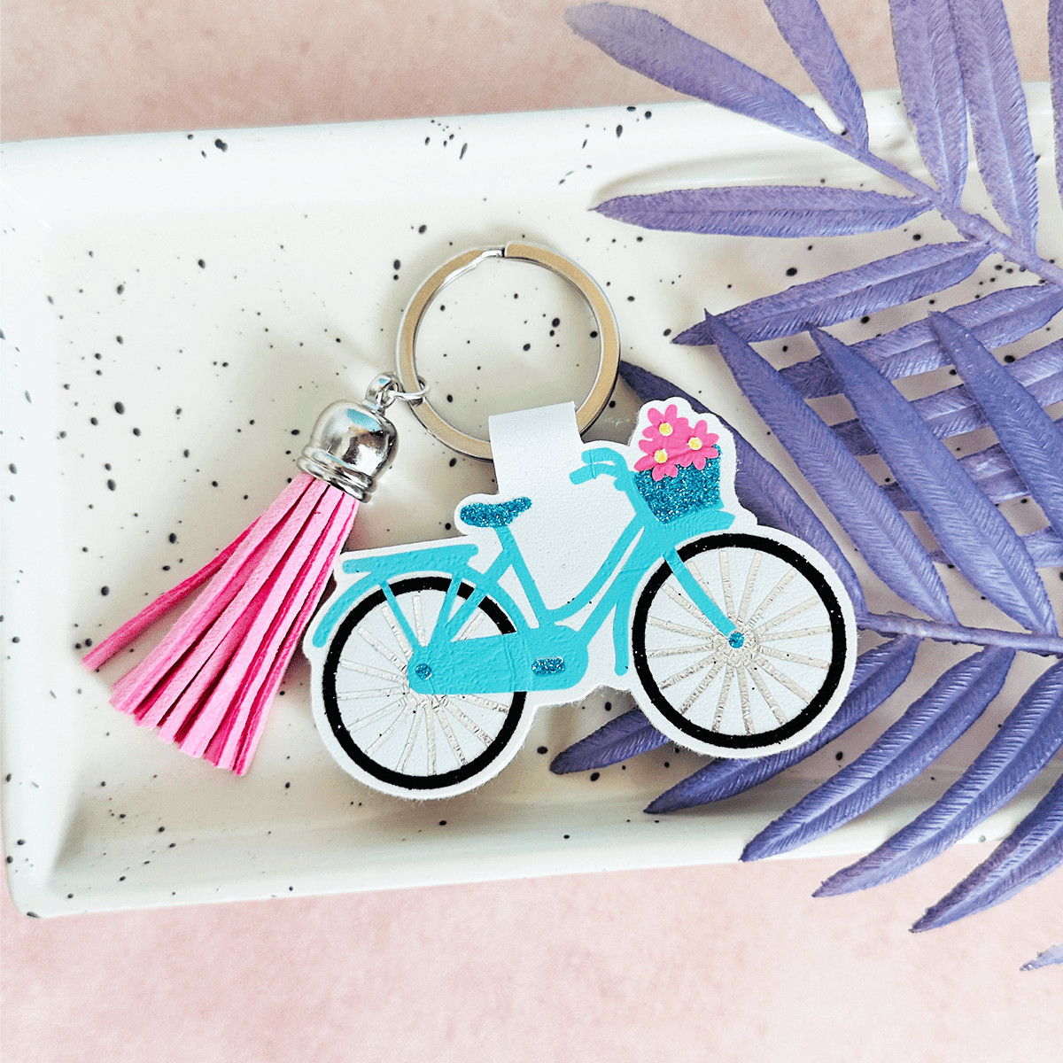 Make a Summer Bicycle Faux Leather Keychain with a Cricut
