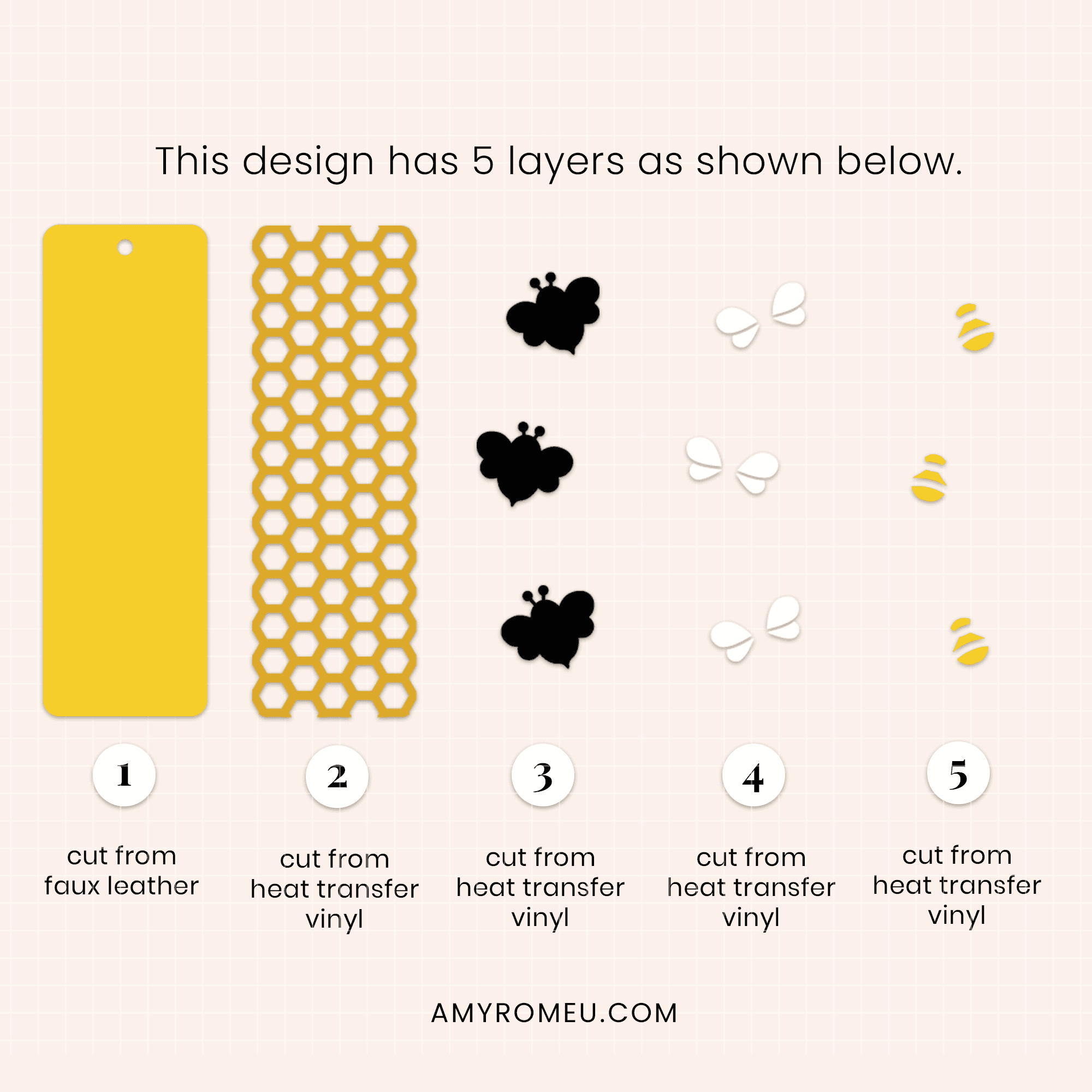How to Make Faux Leather Bee Bookmarks with a Cricut - Amy Romeu