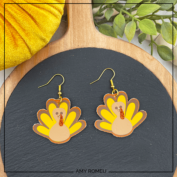 Cricut Thanksgiving Turkey Earrings