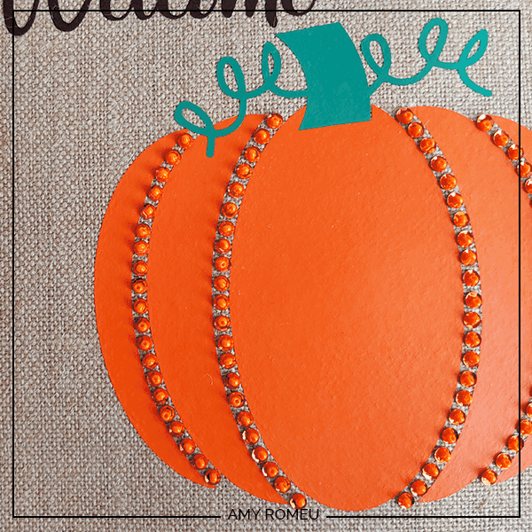 beaded pumpkin with vinyl and sequins