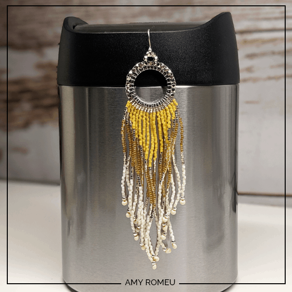 beaded earring with fringe