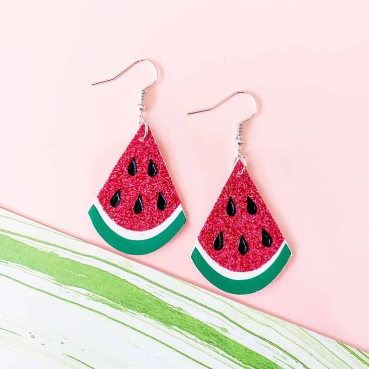 watermelon earrings made with a Cricut