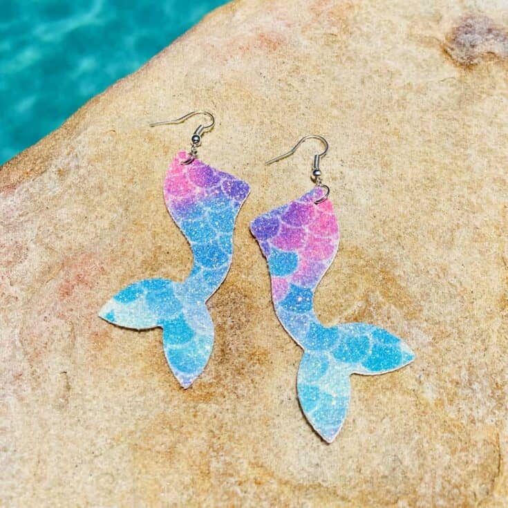 Easy DIY Mermaid Tail Earrings Made with a Cricut