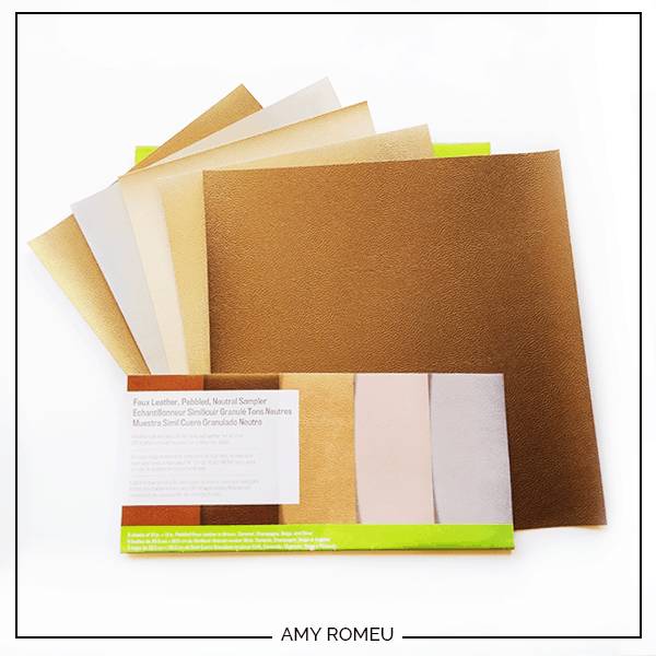 Cricut brand faux pebbled leather sampler pack in neutral metallic colors