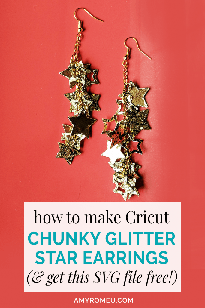 Cricut chunky glitter star earrings