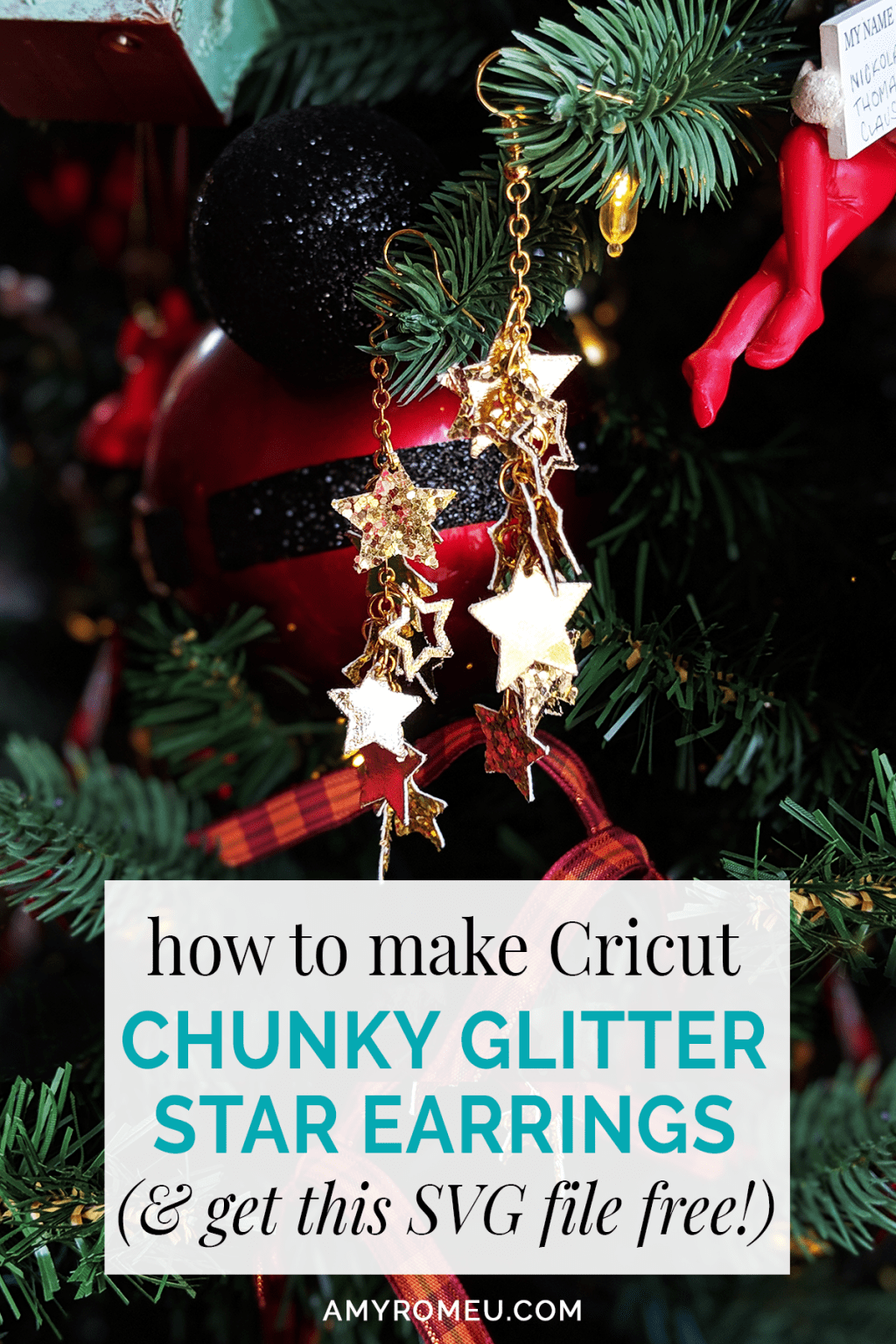 How To Make Cricut Chunky Glitter Star Earrings Amy Romeu
