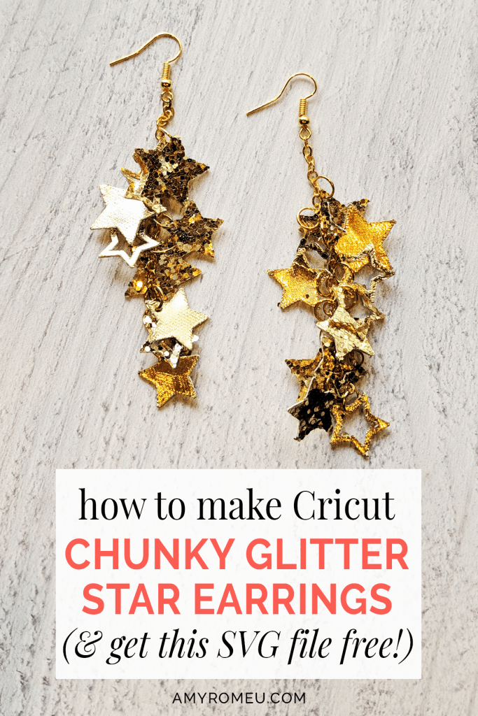 chunky glitter star earrings made with a Cricut