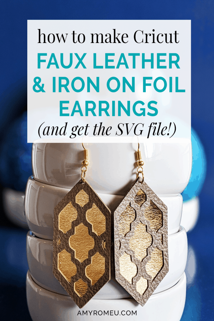 DIY Glitter Feather Cricut Joy Faux Leather Earrings - Amy Romeu