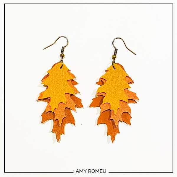 faux leather fall leaf earrings