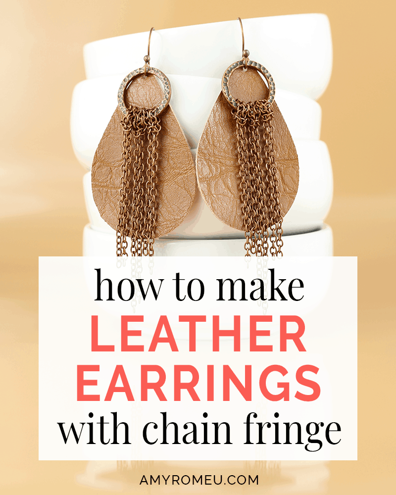 DIY Faux Leather Earrings With Chain Fringe Amy Romeu