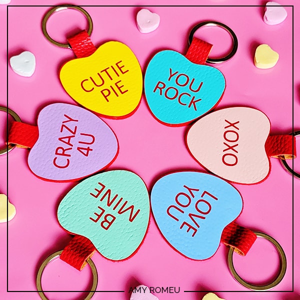 DIY candy heart keychains with a Cricut