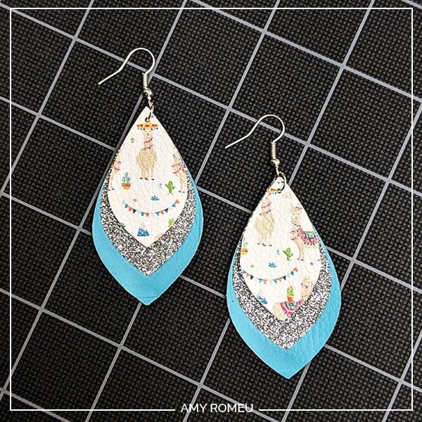 How To Make Faux Leather Earrings with Crystals on a Cricut - Amy Romeu