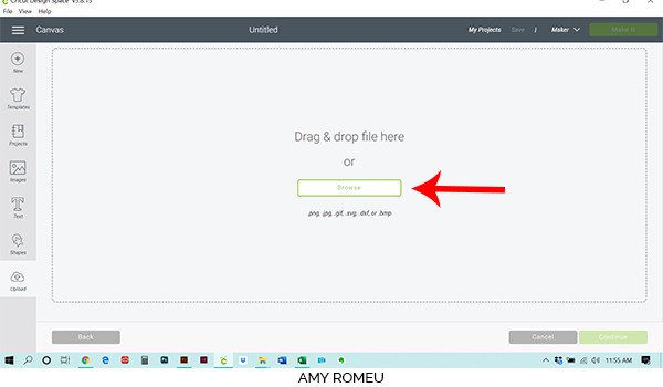 browse for file to upload to Cricut Design Space screenshot