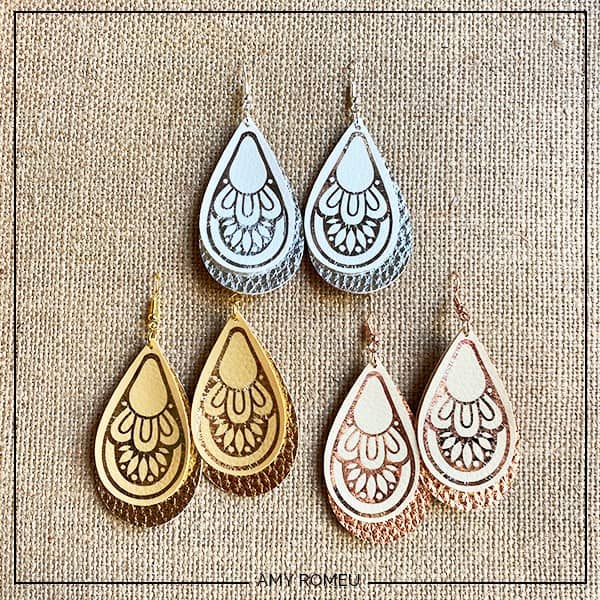 Diy Cricut Boho Faux Leather Teardrop Earrings Amy Romeu