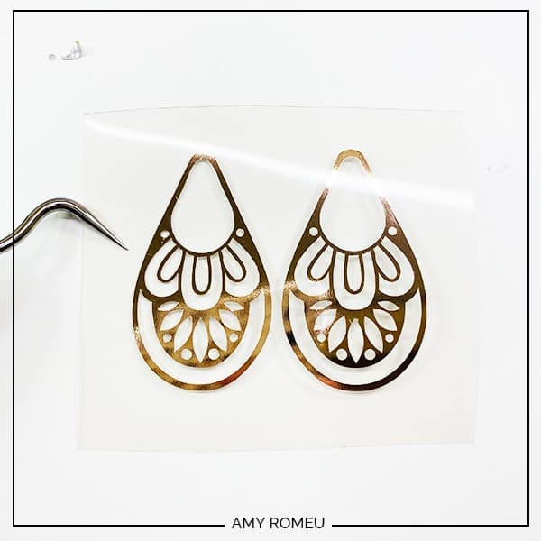 Foiled Faux Leather Teardrop Earrings with the Cricut Foil Transfer Kit -  Amy Romeu