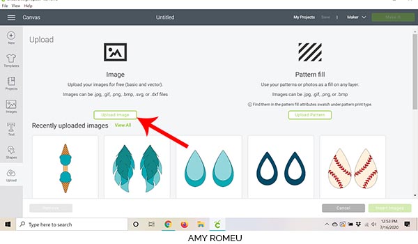 cricut design space screenshot of upload image menu