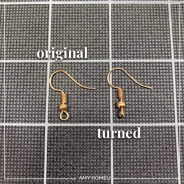 earring hooks turned at the bottom