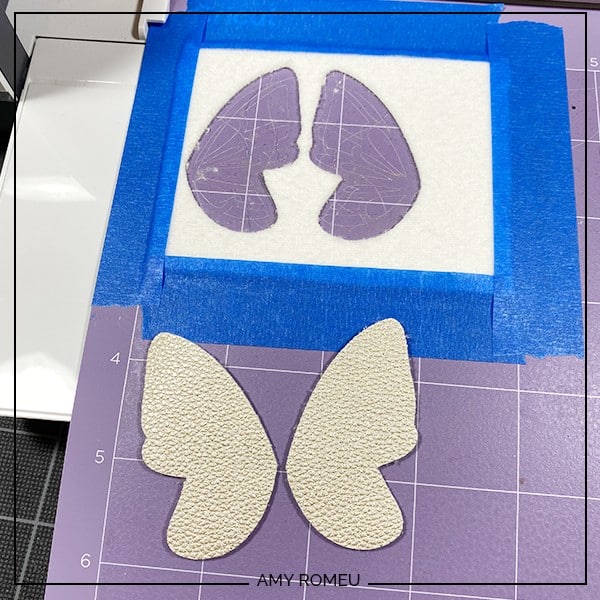 faux leather butterfly earrings removing cut shapes from cutting mat