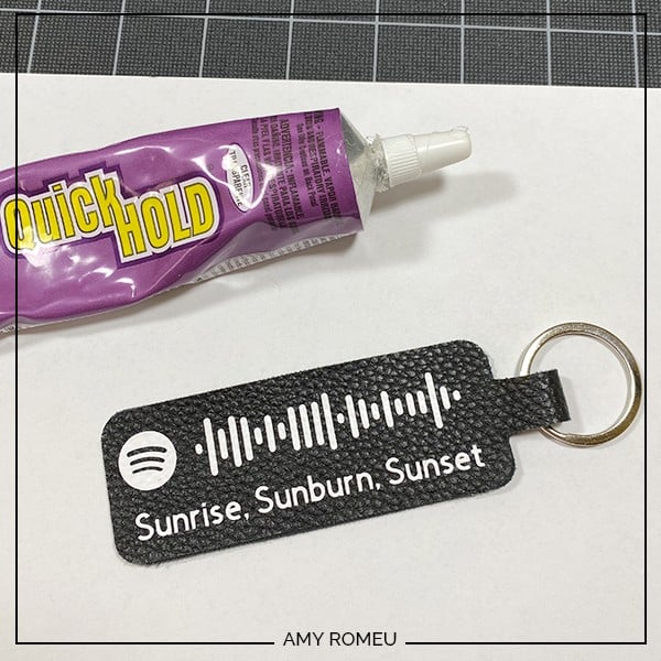 glued spotify code faux leather keychain