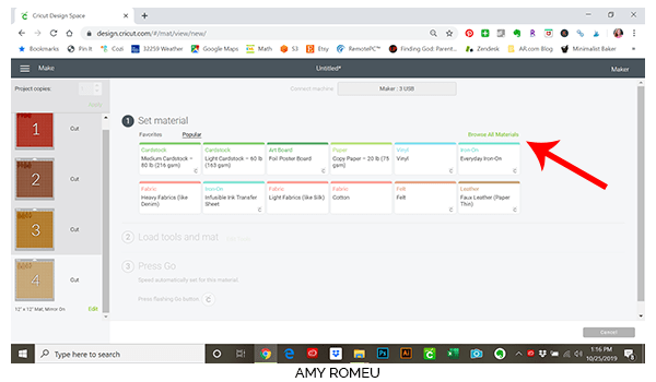 how to choose your material in cricut design space