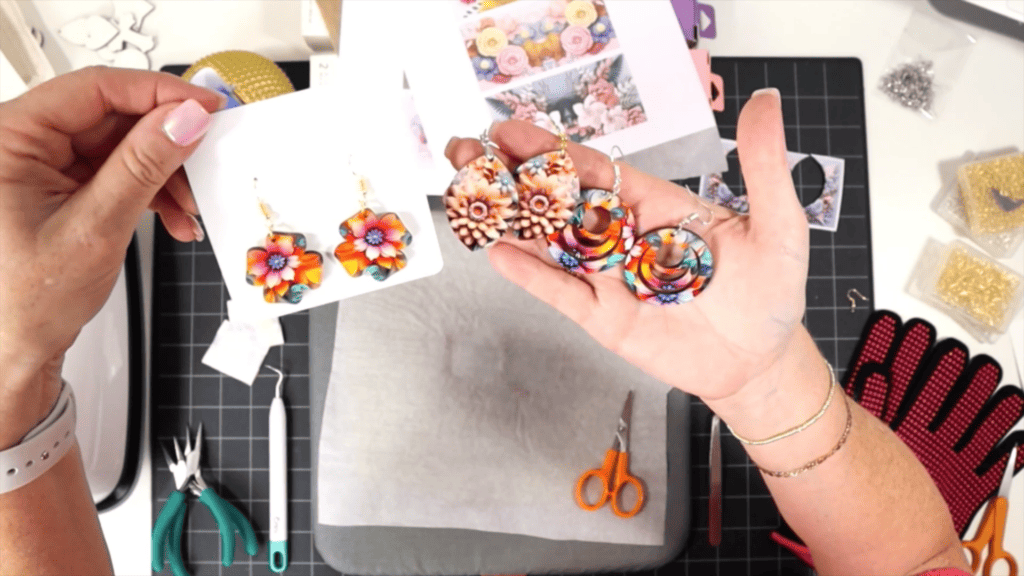 finished 3D flower sublimation earrings