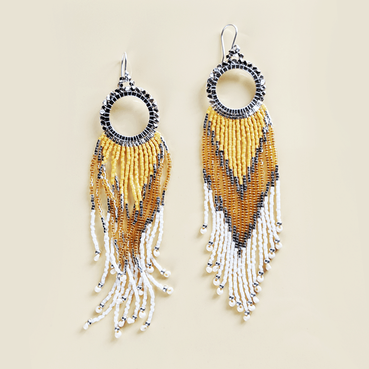 Earrings with tassels and beads